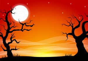 halloween background with a full moon night