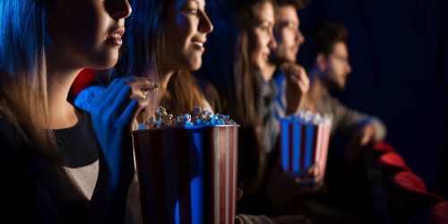 Group of friends in the movie theater